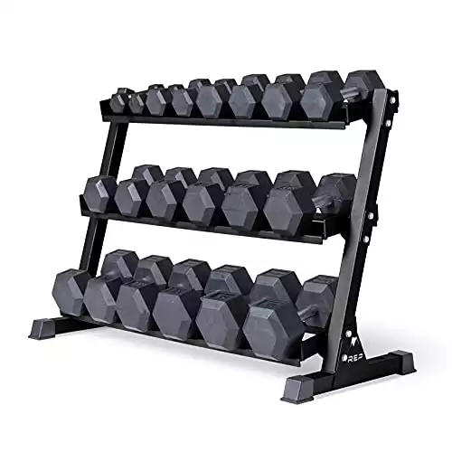 Rep 5-50 lb Rubber Hex Dumbbell Set with Rack