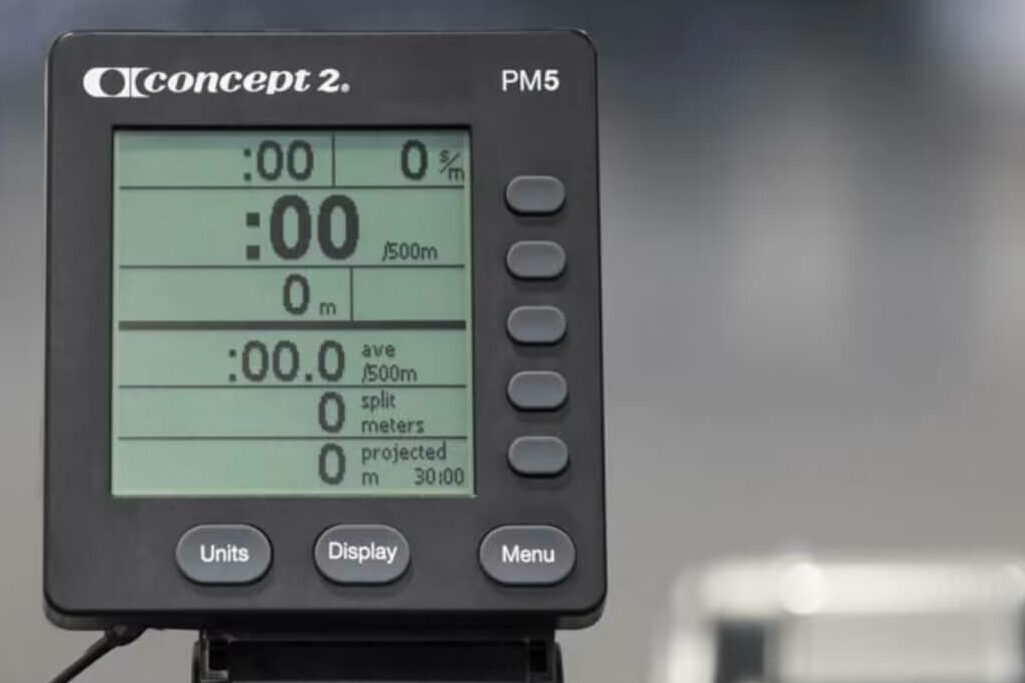 a rowing machine monitor to track times