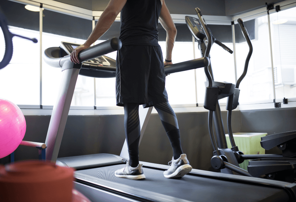 a man is running on the treadmill for as long as possible