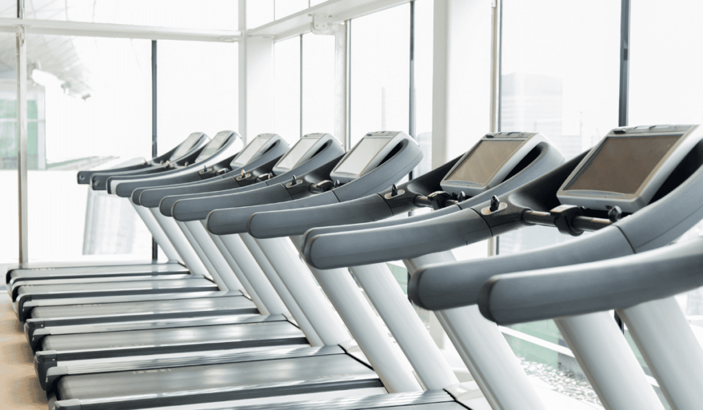 a range of treadmills in a gym