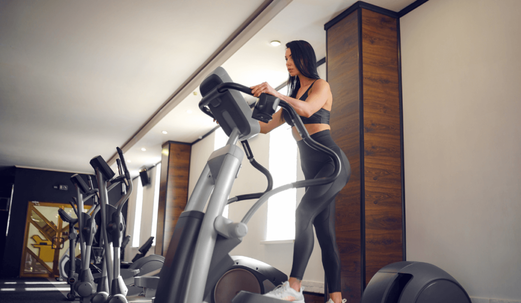 A woman exercising on a stairmaster