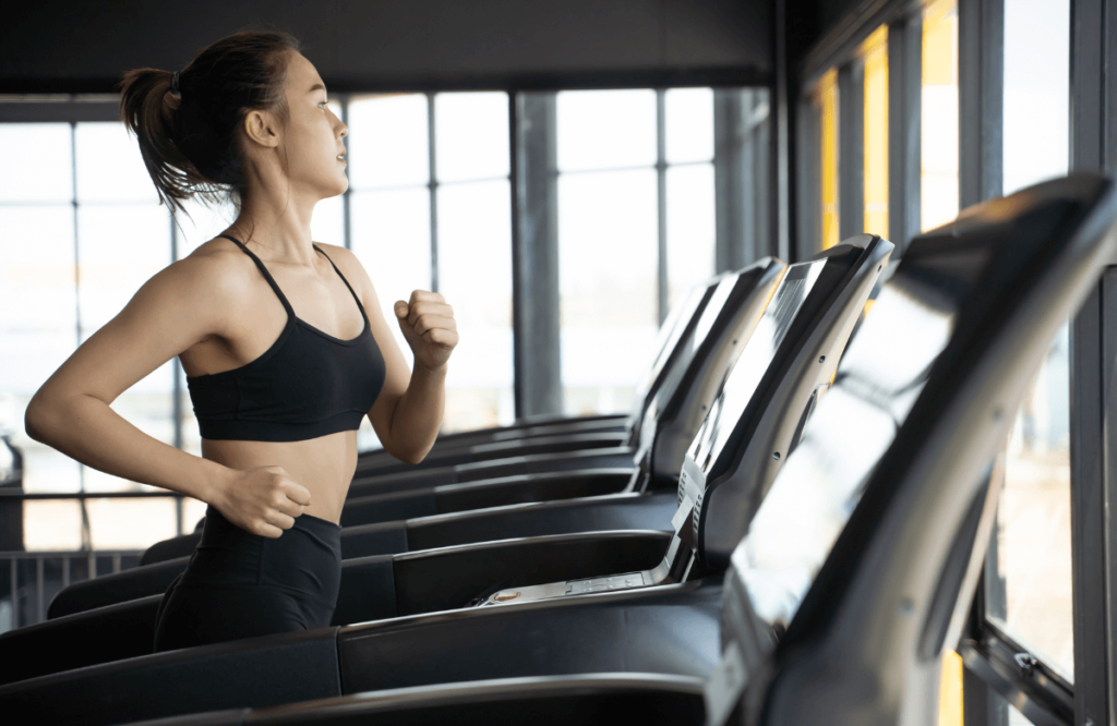 A woman running on the quietest treadmill