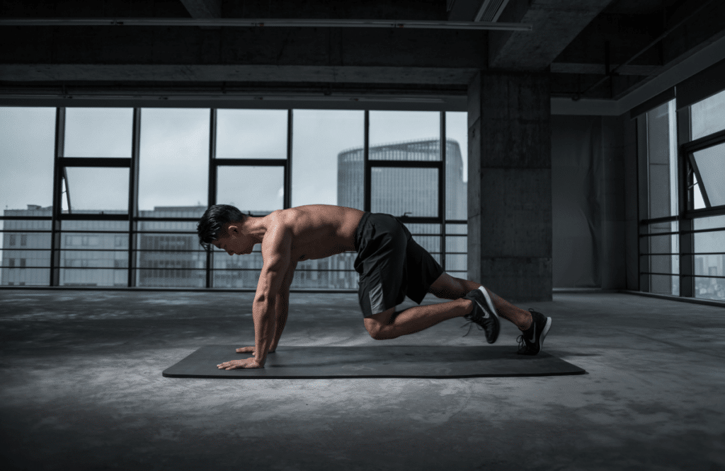 A man doing push-ups to compare cardio vs weights for weight loss