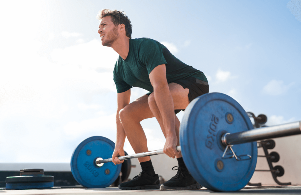 A man weightlifting using deadlift straps