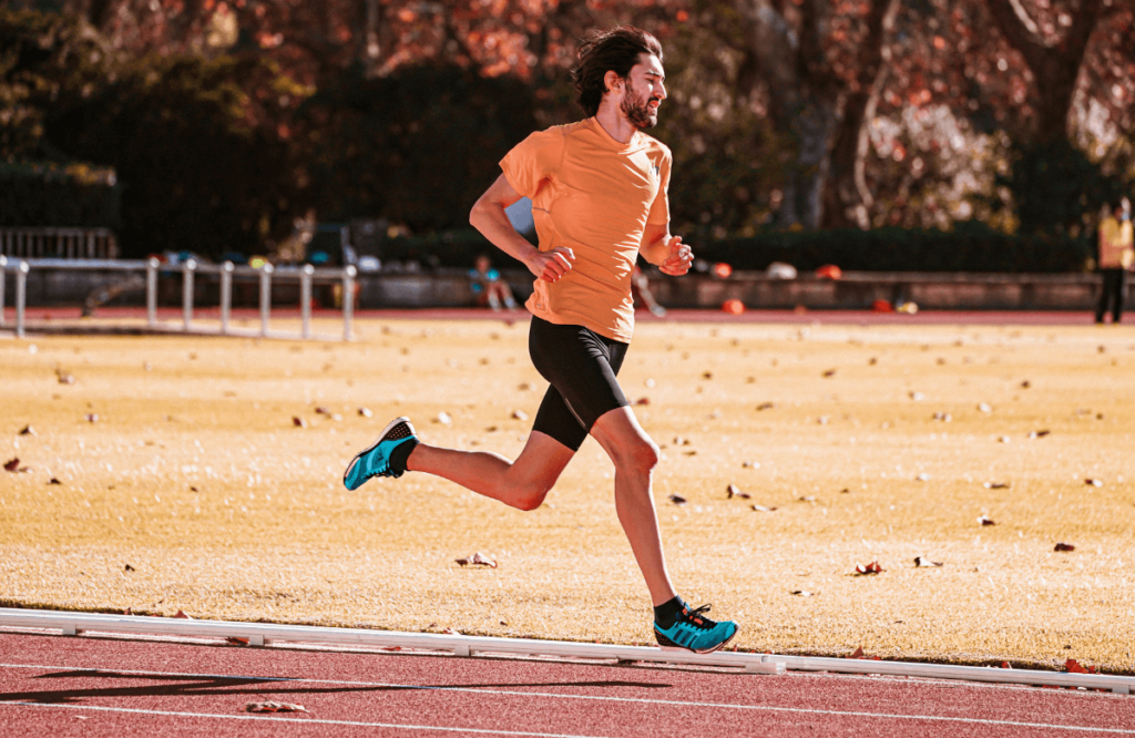 A man running outside