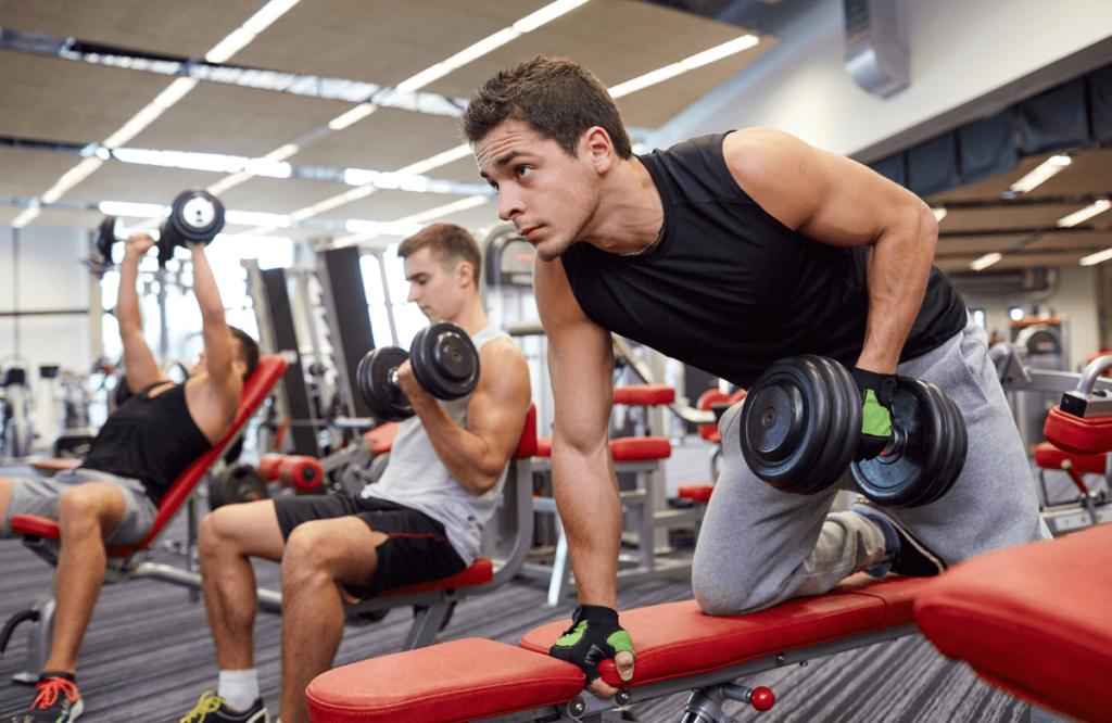 3 men working out after finding out how long is required to build muscle