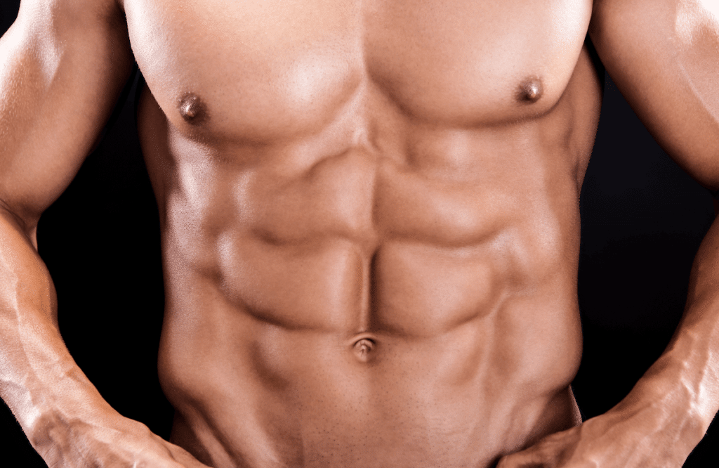 A muscular man with four-pack abs