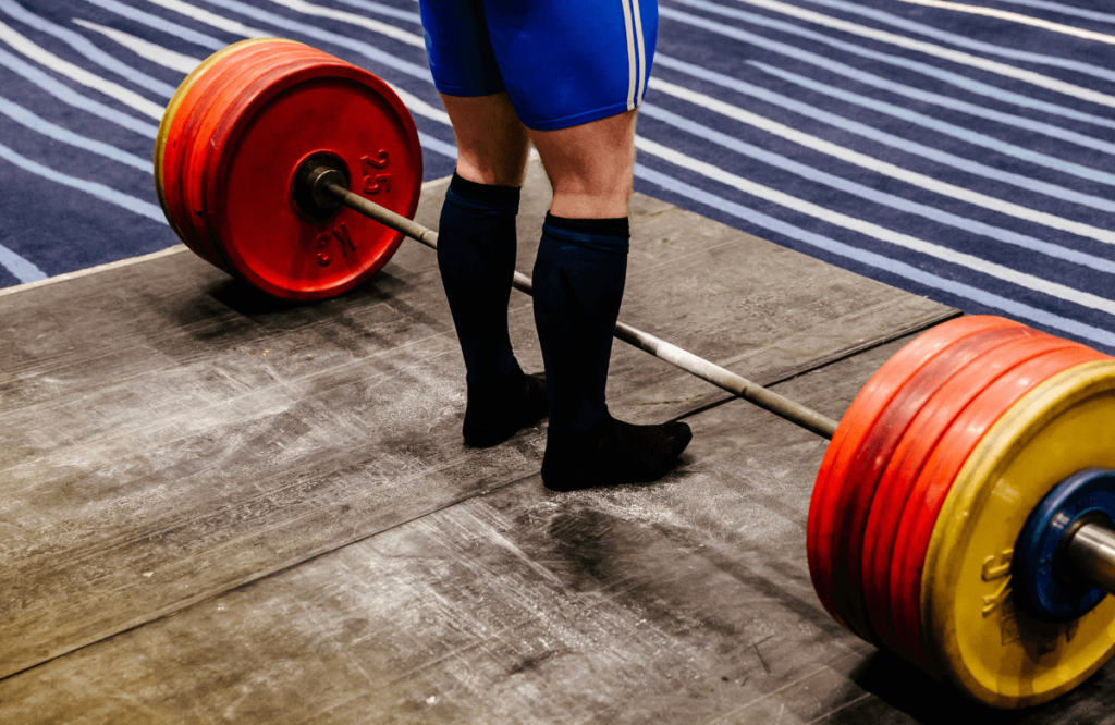 An athlete about to deadlift