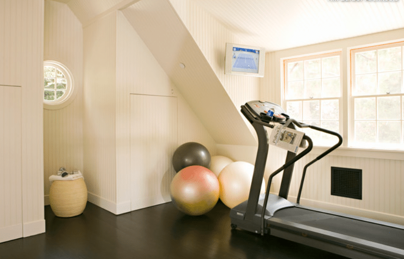 A home gym in an attic as one of the home gym ideas on a budget we recommend