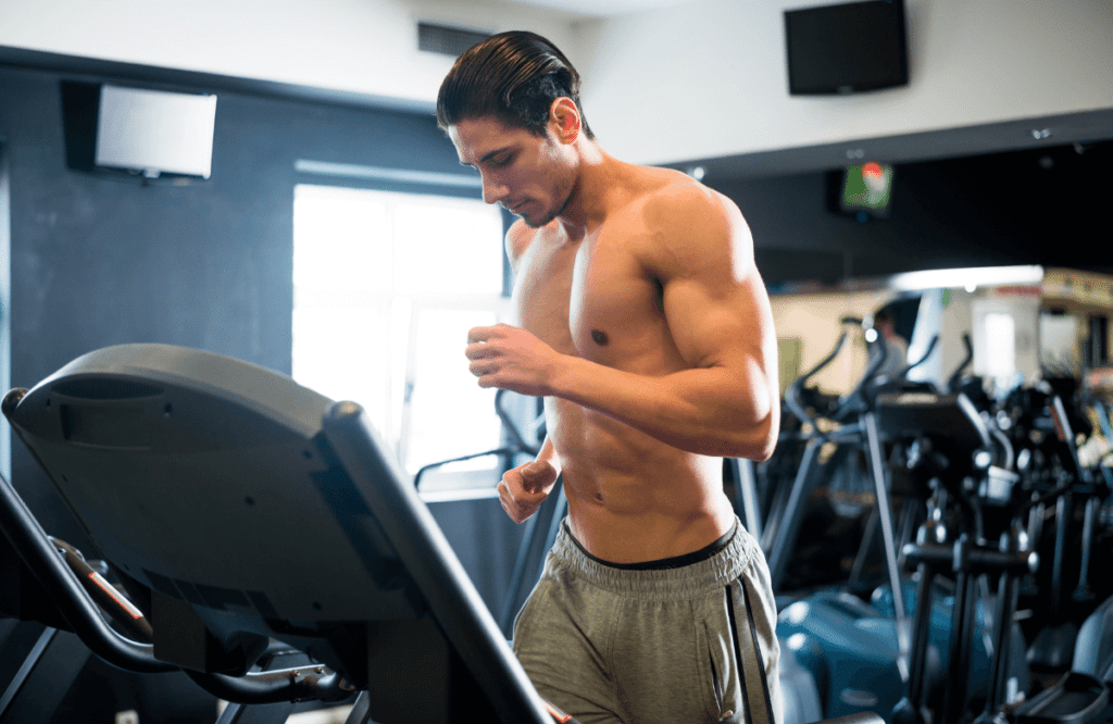 A man using the best treadmill with decline at the gym