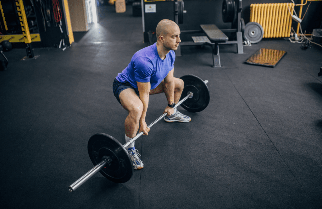 A man during a deadlift workout session