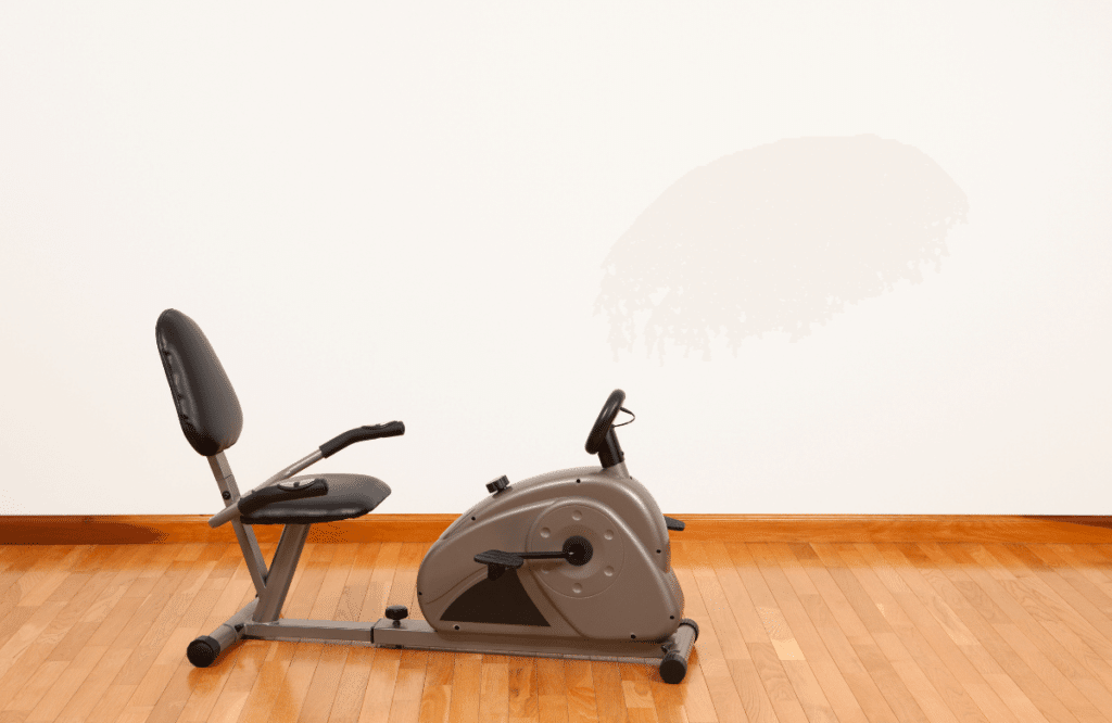A stationary bike in an empty room