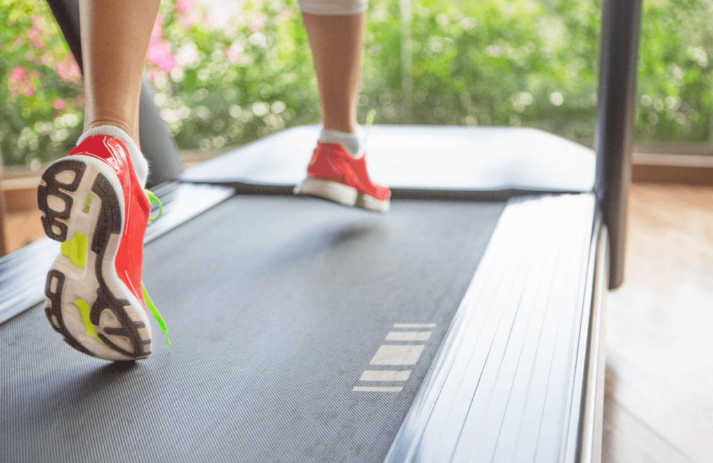 A woman running on a treadmill