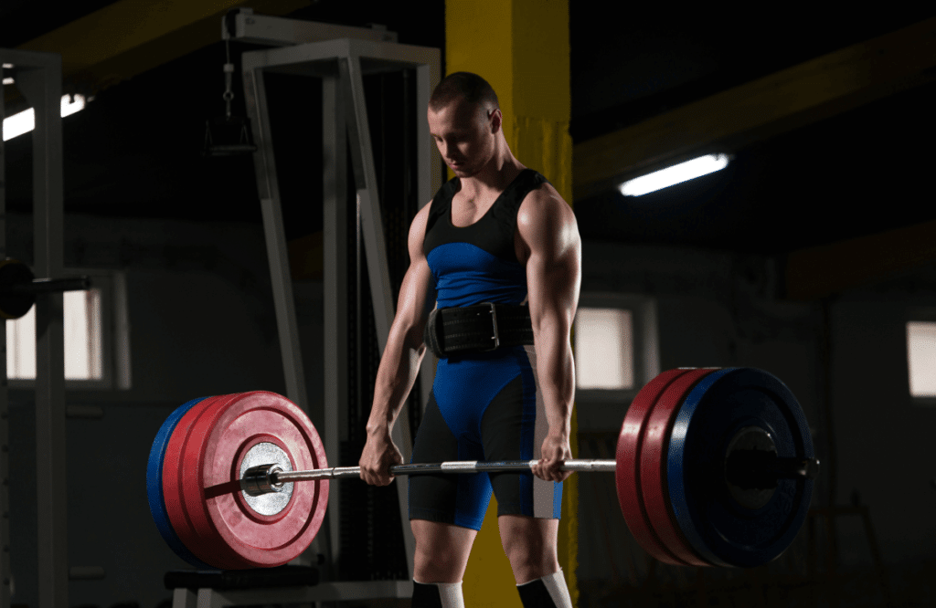 An athlete about to do deadlifts for back lifts