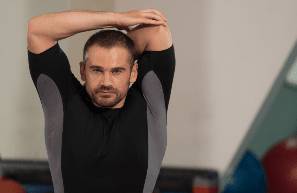 A man doing bicep stretching exercises