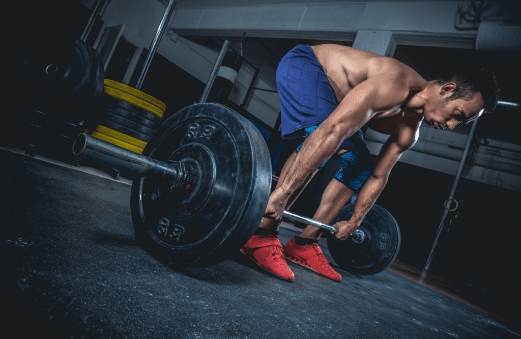 A man preparing himself for deadlifts