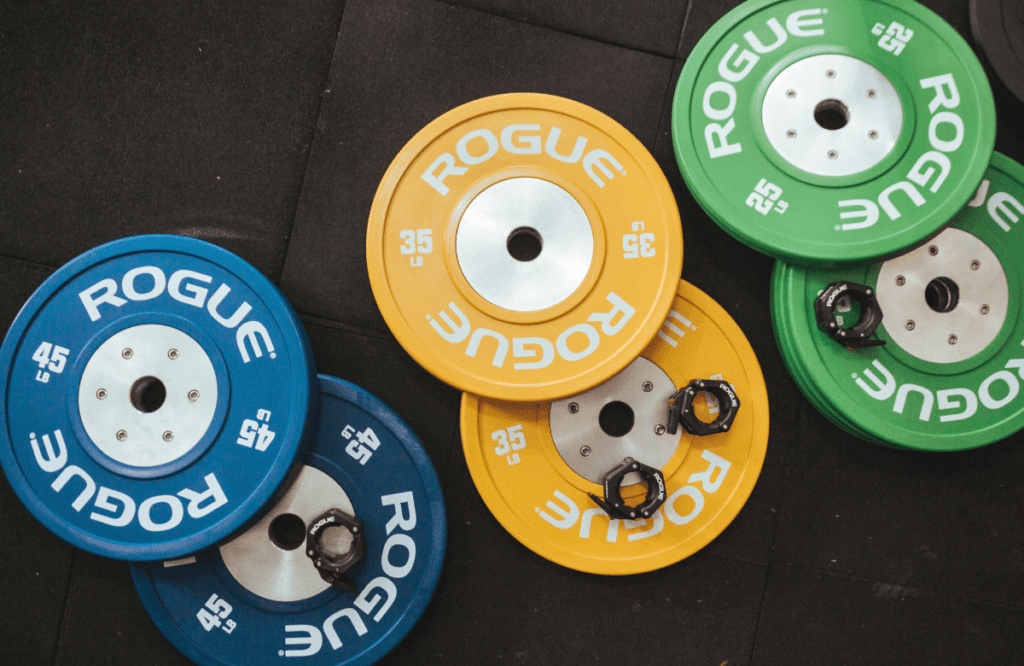 Weight plates that are used for plate presses and deadlifts