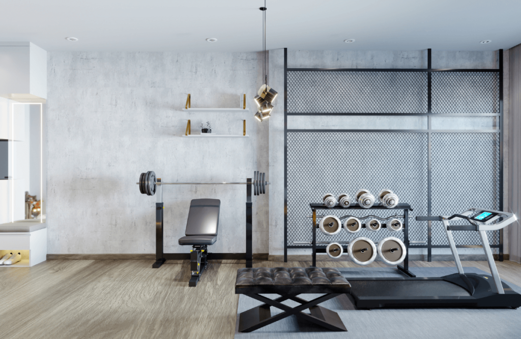 A design home gym with storage