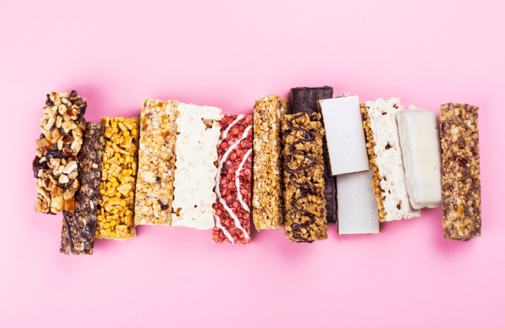 A bunch of granola bars, which are one of the bests pre-workout snacks