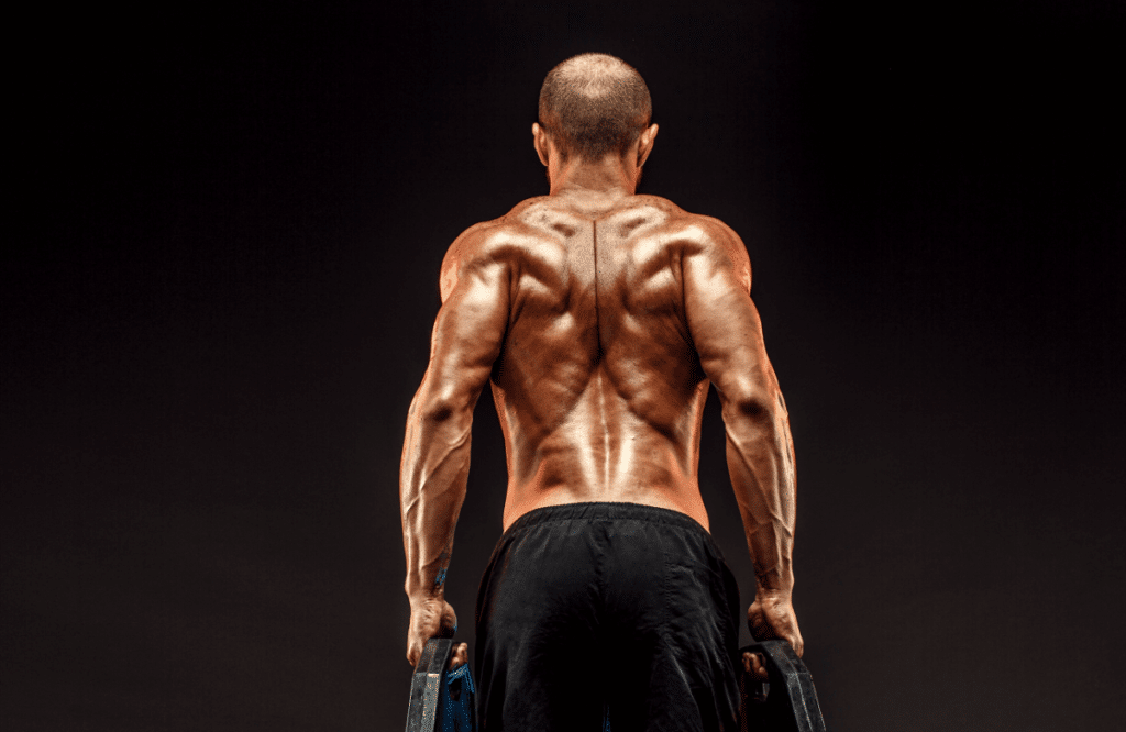 Man does farmer walks as part of his back workout
