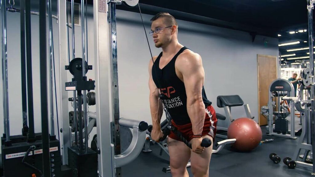 A man does rope pushdown