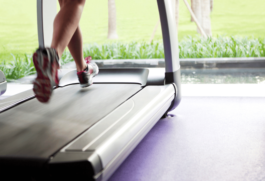 a woman slipping on treadmill