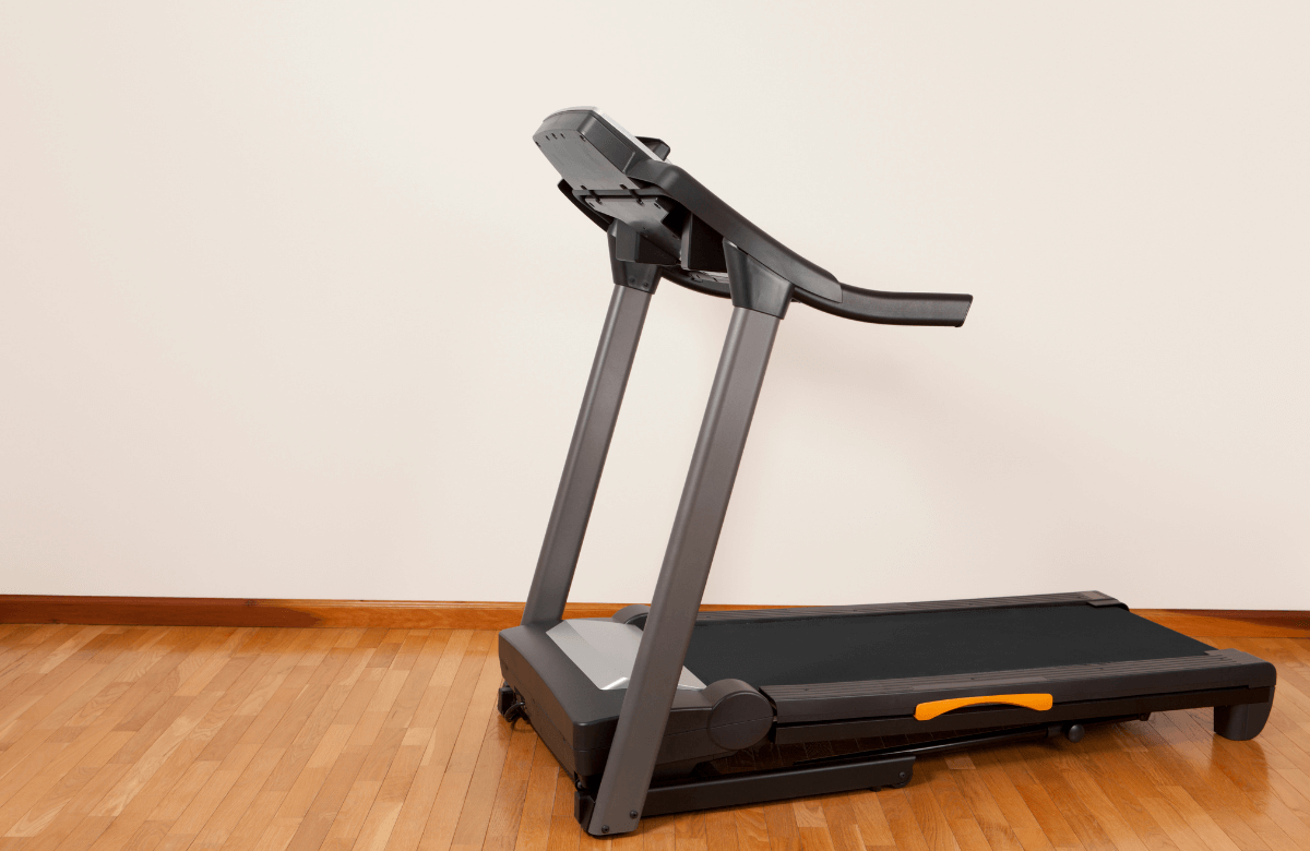 A treadmill in a home gym to illustrate how to move a treadmill