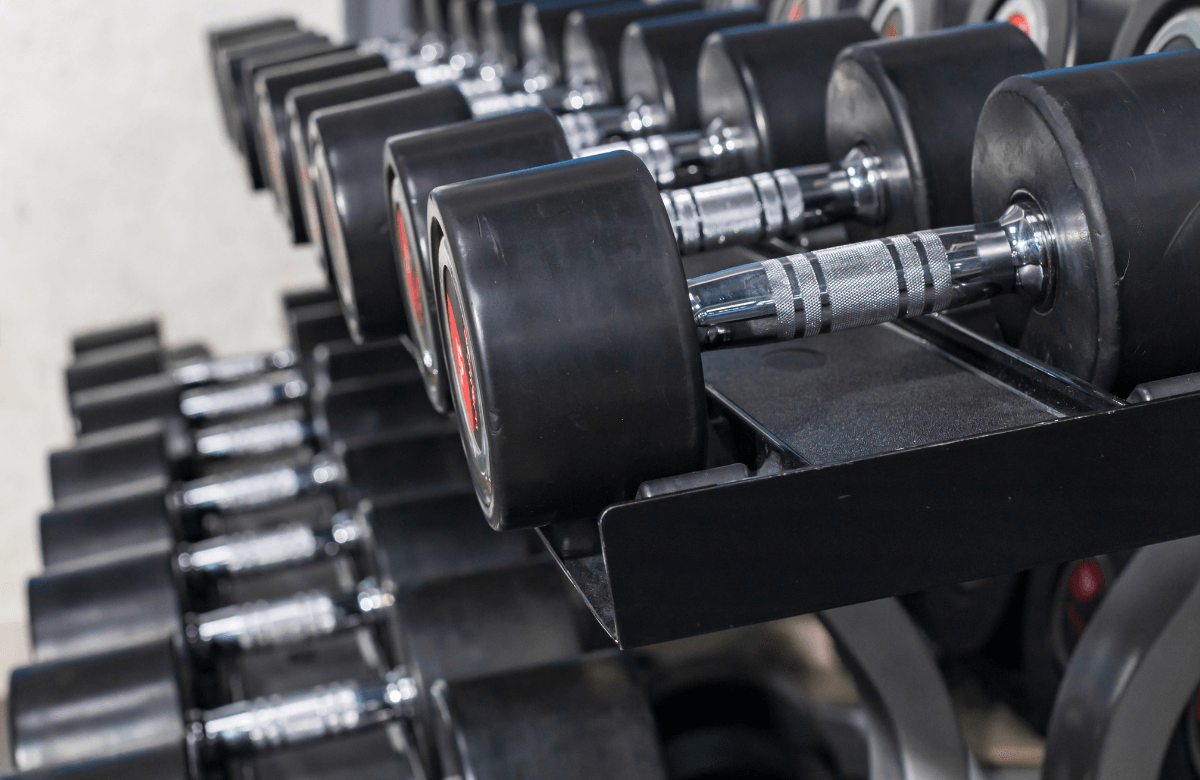A type of home gym storage for dumbbells