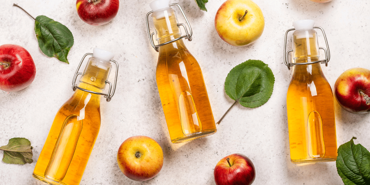 apple cider vinegar on a table, used for weight loss