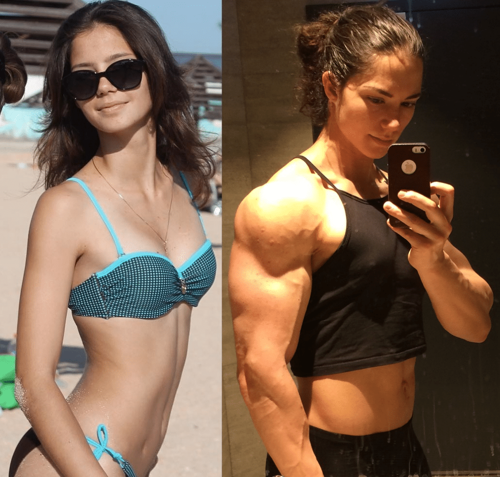 Vladislava Galagan's defined muscles in action