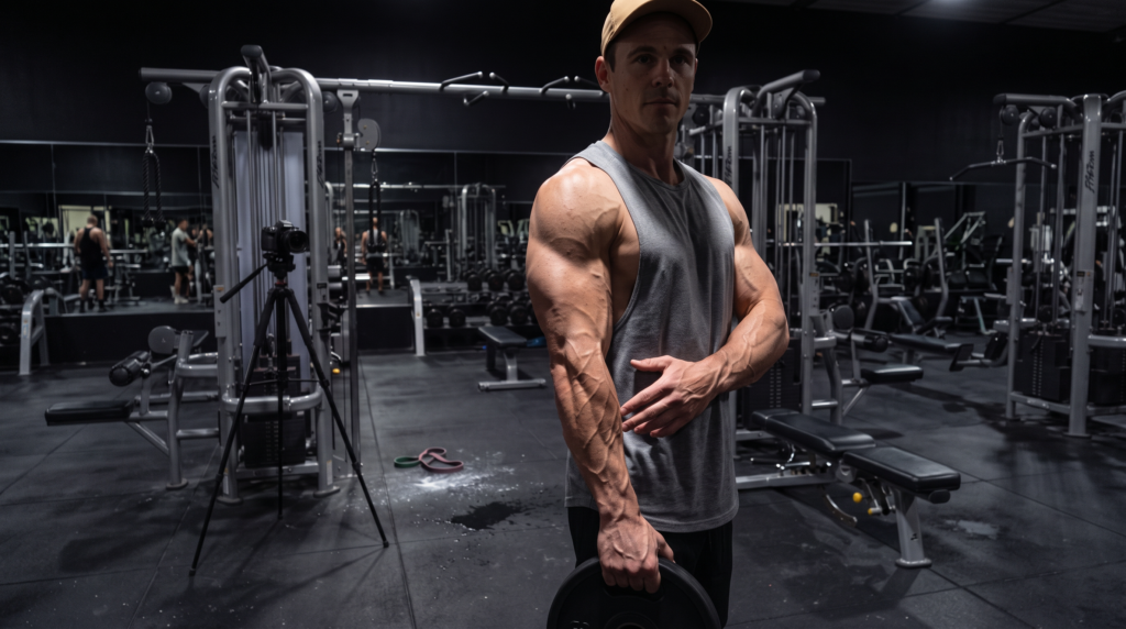 This Bodybuilder's Forearms Are So Pumped After Training, He Can't Even Fully Open His Fingers